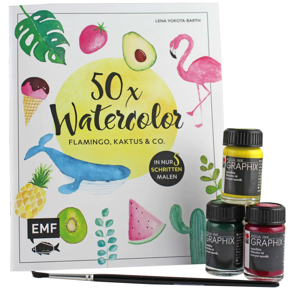 Waschbär 50 x Watercolor. Starter-Set inkl. 3 Farben und Pinsel. Outlet