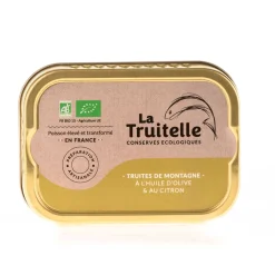 Waschbär Bergforellen in Olivenöl mit Zitrone, Bio. New