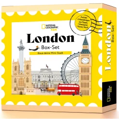 Waschbär Box-Set London. Baue deine Mini-Stadt: National Geographic Kids; mit 6 Bastelbögen aus Pappe, Stadtplan, Suchspiel, Brettspiel, Büchlein; für Kinder ab 6 Jahren. Clearance
