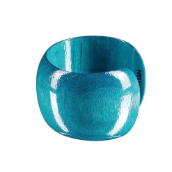 Waschbär Breiter Armreif aus Mangoholz, Himmelblau. Best