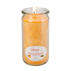 Waschbär Duftkerze »Orange-Zirbe«. New