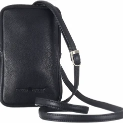 Waschbär Handytasche aus Nappaleder, schwarz. New