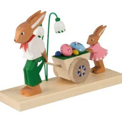 Waschbär Hasenfamilie mit Wagen.