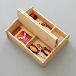 Waschbär Holzbox mit Deckeln und 4 Fächern. Outlet