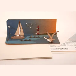 Waschbär Pop Up-Holzpostkarte »Segelboot«. Best