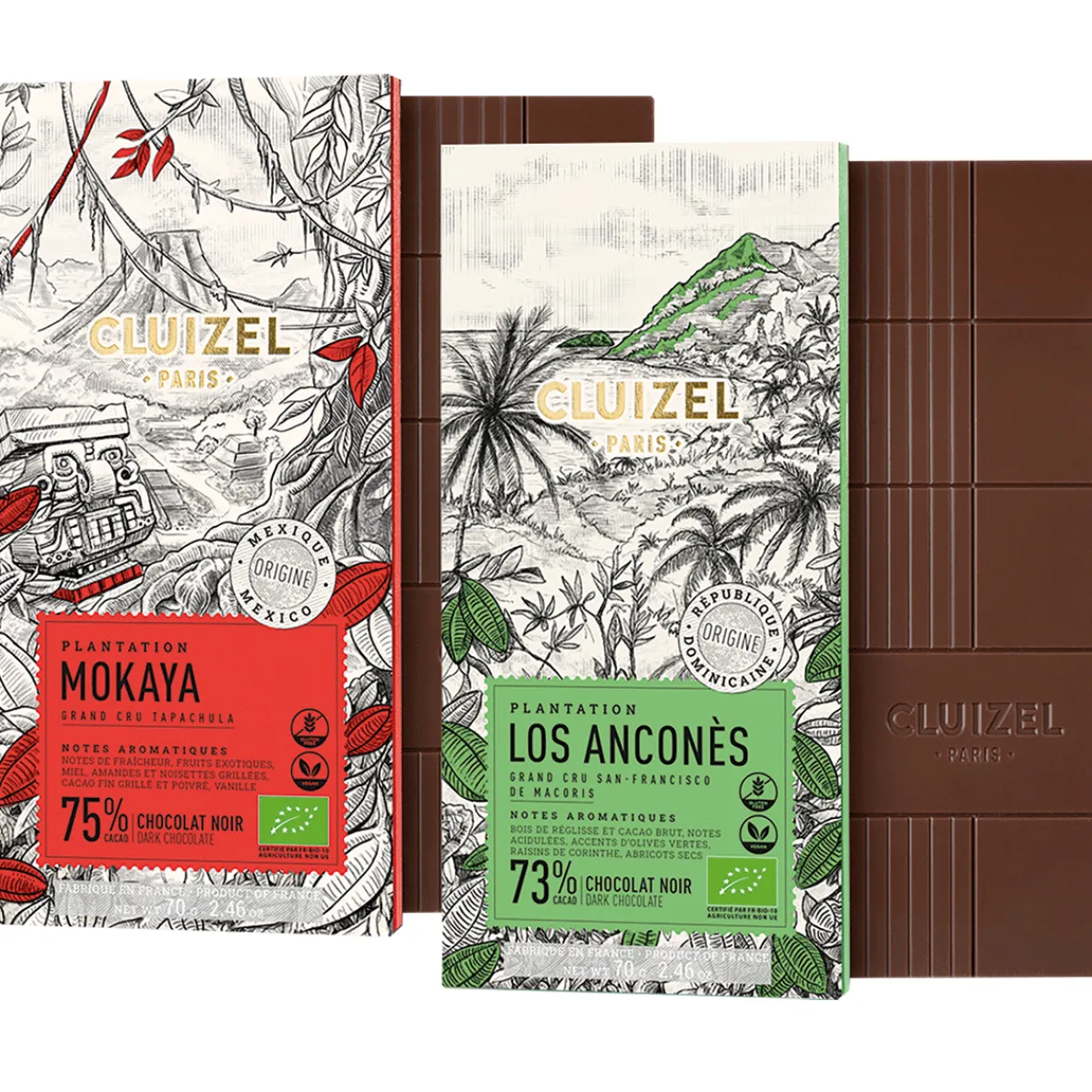 Waschbär Schokoladen-Set »Mokaya« 75 % und »Los Anconès« 73 %, Bio. Discount