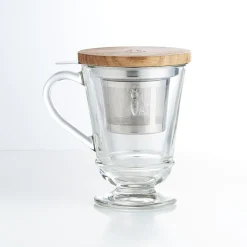 Waschbär Teeglas mit Sieb und Holzdeckel. Sale